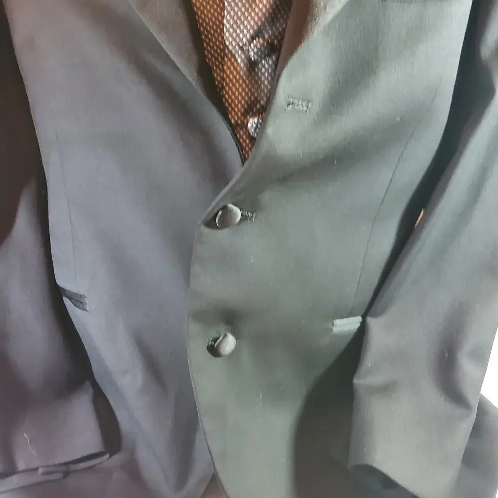 Vito Rufolo Men Tuxedo Dinner Jacket 40R Black Wool Blazer w/ Louis Roth Vest M